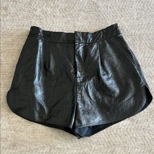 GREY LAB Shiny Black High Waist Shorts